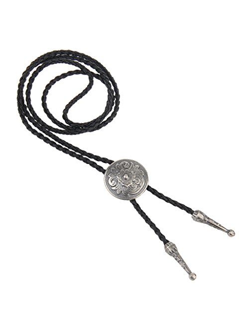 AZORA Western Cowboy Bolo Tie Men Long Strand Leather Necktie Rope Cord Pendant Necklace Braided Jewelry for Women Boy Girl