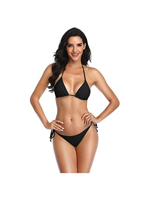 SHERRYLO Thong Bikini Two Pieces Bathing Suit for Women Triangle Top Brazilian Bottom S-XL Body