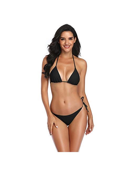 SHERRYLO Thong Bikini Two Pieces Bathing Suit for Women Triangle Top Brazilian Bottom S-XL Body