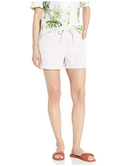 Amazon Brand - 28 Palms Women's 4" Inseam Linen Short with Drawstring