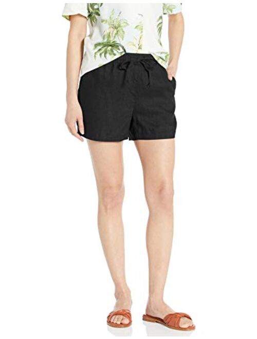 Amazon Brand - 28 Palms Women's 4" Inseam Linen Short with Drawstring