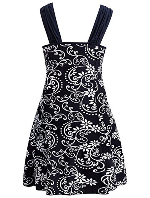 Wantdo Women's One-Piece Swimdress Plus Size Skirtini Cover Up Swimsuit