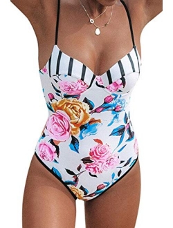 Women's Floral Printing One-Piece Swimsuit Beach Bathing Suit