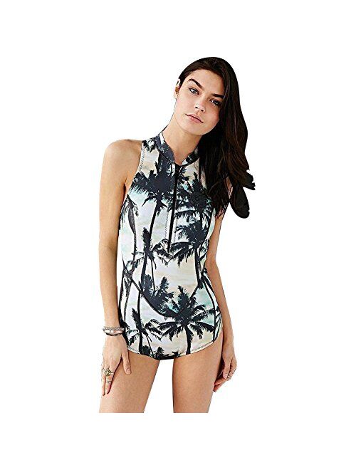 Lynddora Women's Floral One Piece Rash Guard Swimsuit Sun Protection