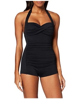 Women's Twist Front Soft Cup Boyleg One Piece Swimsuit