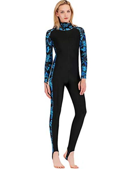 Micosuza Full Body Swimsuit Swim Suit Full Coverage - Long Legs Long Sleeves for Women UV Sun Protection One Piece Rash Guard