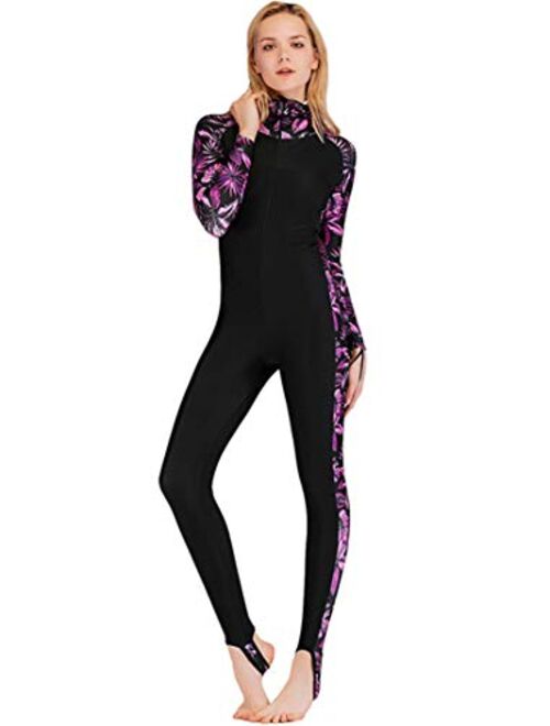 Micosuza Full Body Swimsuit Swim Suit Full Coverage - Long Legs Long Sleeves for Women UV Sun Protection One Piece Rash Guard