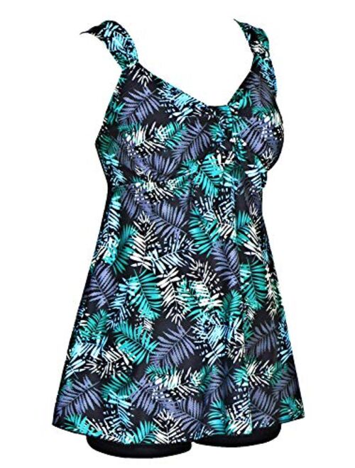 Buy DANIFY Women's Plus Size Swimwear Tankini Swimdress Two Piece ...