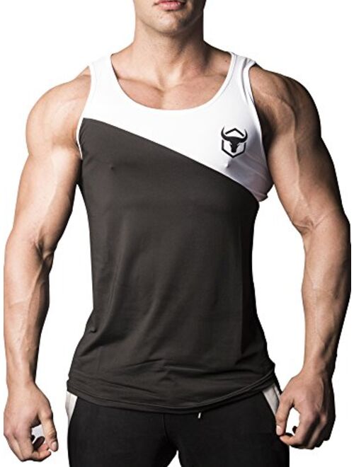 Iron Bull Strength Performance Tank Top - Paneled Quick-Dry Sleeveless Shirt - Sportswear