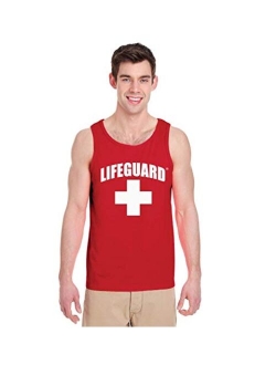 LIFEGUARD Official Licensed Mens Muscle Tank Tee Shirt Apparel Red White Blue