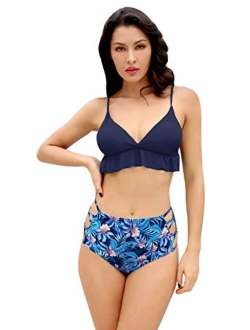 Women's Ruffles Flounce Cute Bikini Two Piece Swimsuit Bathing Suits