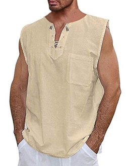 Mens Sleeveless Shirts Summer Beach Tank Tops V Neck Shirts Country Boy T Shirts Lace Up Vest