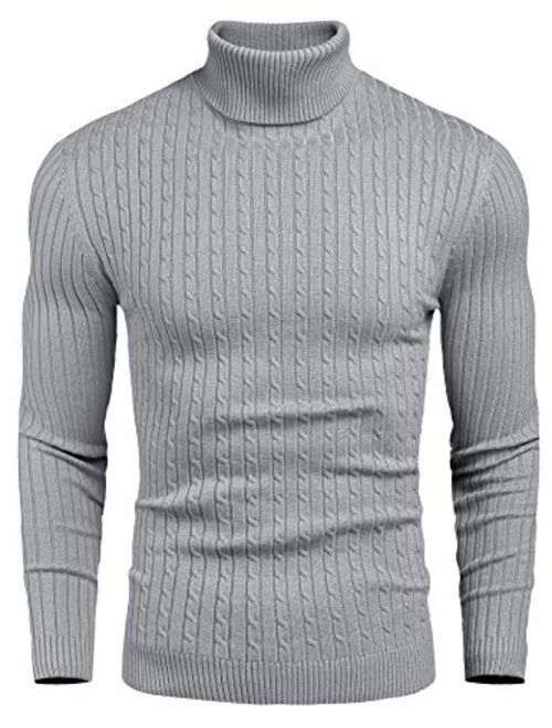 Buy nine bull Mens Slim Fit Turtleneck Sweater Cable Knit Thermal ...