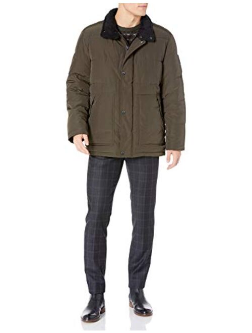 Marc New York by Andrew Marc Men's Stapleton Mid Length Puffer Jacket with Sherpa Trimmed Collar