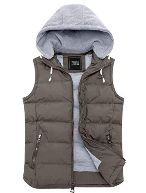 ZSHOW Men's Winter Removable Hooded Padded Puffer Vest