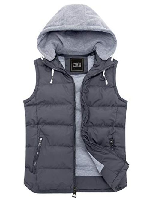 ZSHOW Men's Winter Removable Hooded Padded Puffer Vest