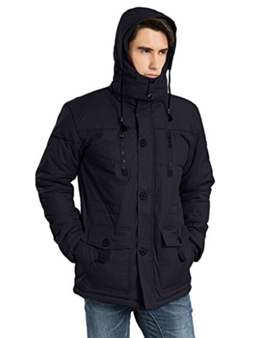 HENGJIA Men's Winter Warm Fleece Lined Coats with Detachable Hooded Windbreaker Jacket