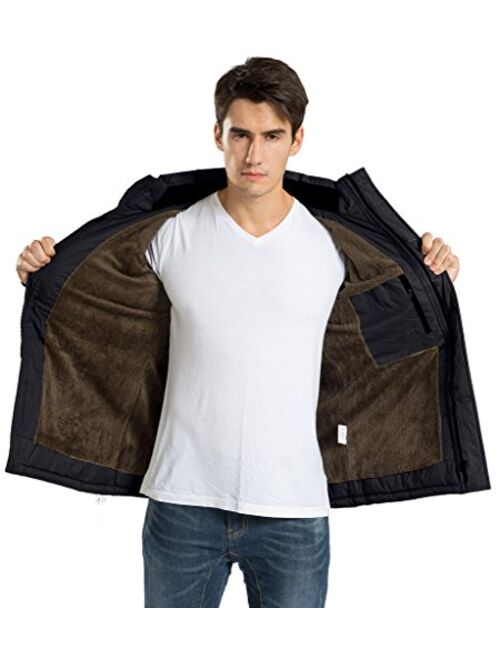 HENGJIA Men's Winter Warm Fleece Lined Coats with Detachable Hooded Windbreaker Jacket