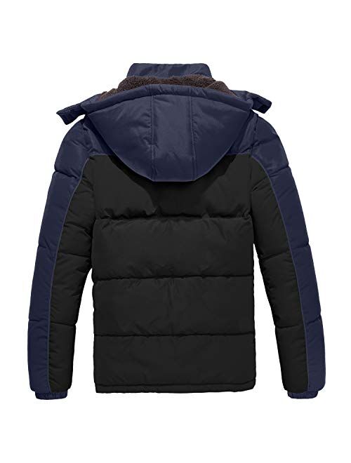 Wantdo Men's Warm Puffer Jacket Thicken Padded Winter Coat with Detachable Hood