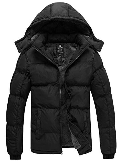 Wantdo Men's Warm Puffer Jacket Thicken Padded Winter Coat with Detachable Hood