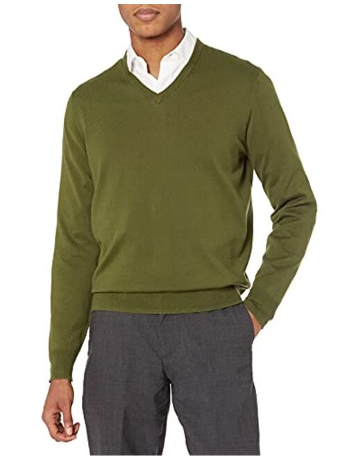 BUTTONED DOWN Men's Supima Cotton Lightweight V-Neck Sweater