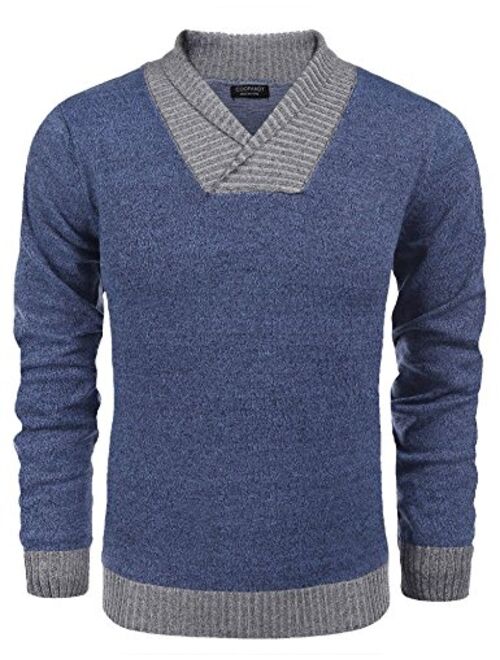 COOFANDY Mens Casual Knit Sweater Comfortable Soft Long Sleeve V-Neck Pullover