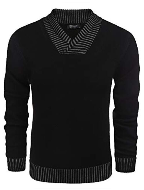 COOFANDY Mens Casual Knit Sweater Comfortable Soft Long Sleeve V-Neck Pullover