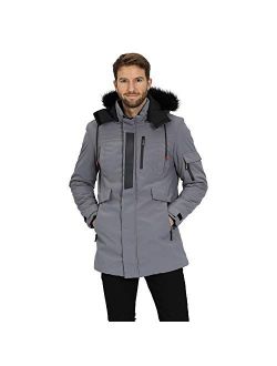 WEEN CHARM Men's Warm Parka Jacket Anorak Winter Coat with Detachable Hood Faux-Fur Trim