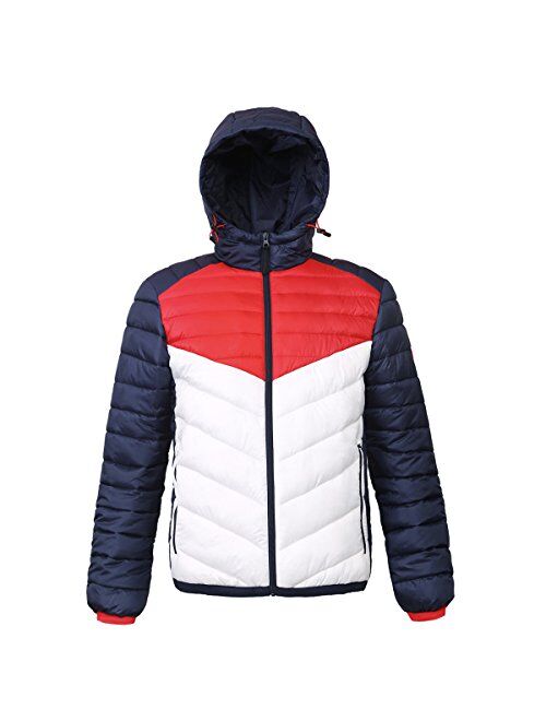 Rokka&Rolla Men's Lightweight Water-Resistant Hooded Puffer Jacket