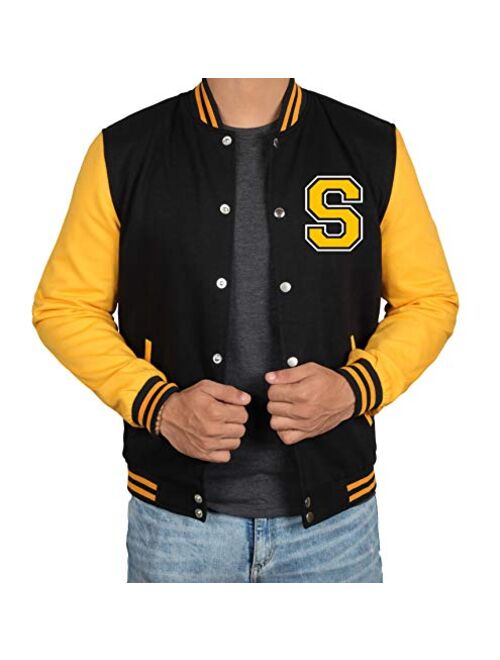 Decrum Black and Yellow Letterman Jacket Men - High School Baseball Varsity Jacket Mens