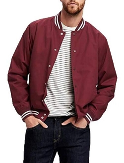 Taoliyuan Mens College Baseball Varsity Bomber Jacket Waterproof Button Down Letterman Premium Jacket