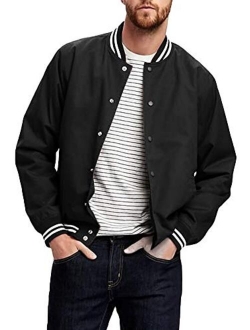 Taoliyuan Mens College Baseball Varsity Bomber Jacket Waterproof Button Down Letterman Premium Jacket