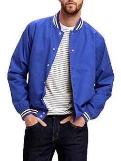 Taoliyuan Mens College Baseball Varsity Bomber Jacket Waterproof Button Down Letterman Premium Jacket