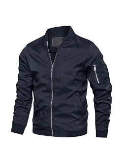 Men's Bomber Jacket with Pockets Lightweight Spring Summer Outwear Windbreaker