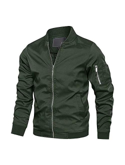 Men's Bomber Jacket with Pockets Lightweight Spring Summer Outwear Windbreaker