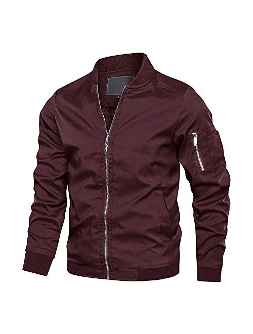 MAGCOMSEN Men's Bomber Jacket with Pockets Lightweight Spring Summer Outwear Windbreaker