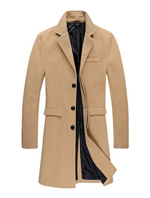 Beninos Mens Trench Coat Autumn Winter Long Jacket Overcoat