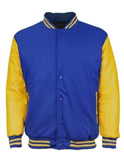 New Men's Premium Classic Snap Button Vintage Baseball Letterman Varsity Jacket