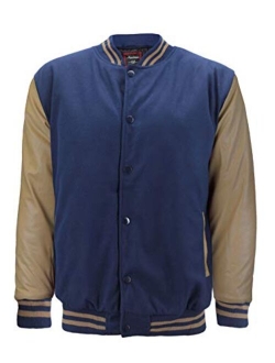 New Men's Premium Classic Snap Button Vintage Baseball Letterman Varsity Jacket