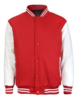 New Men's Premium Classic Snap Button Vintage Baseball Letterman Varsity Jacket