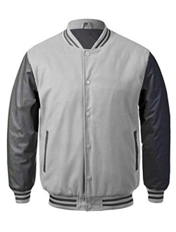 New Men's Premium Classic Snap Button Vintage Baseball Letterman Varsity Jacket