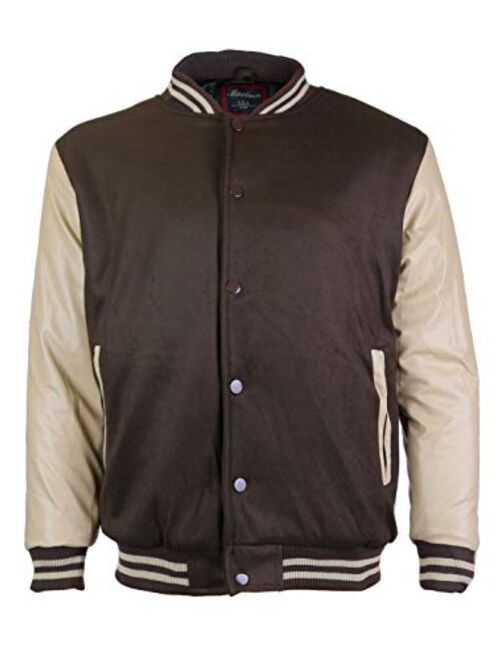 New Men's Premium Classic Snap Button Vintage Baseball Letterman Varsity Jacket