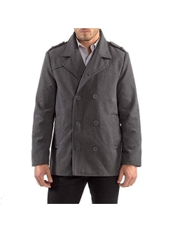 Jake Mens Wool Pea Coat Double Breasted Peacoat Jacket