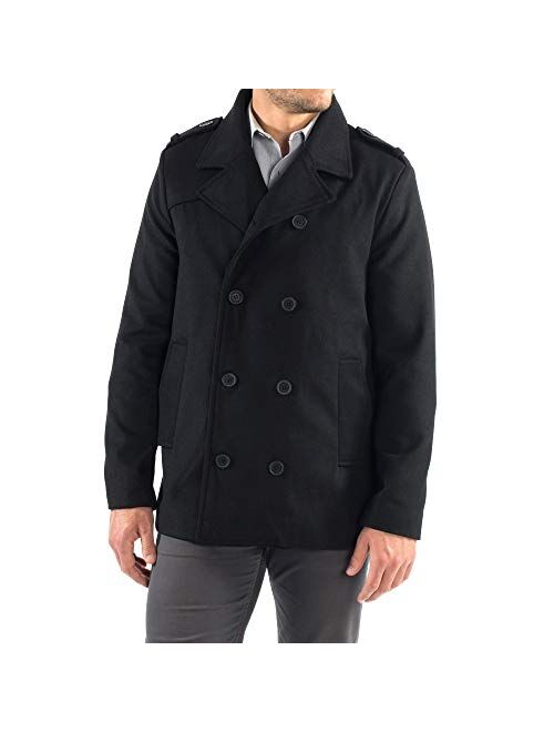 Alpine Swiss Jake Mens Wool Pea Coat Double Breasted Peacoat Jacket