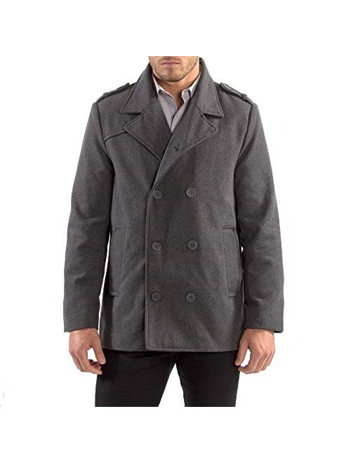 Alpine Swiss Jake Mens Wool Pea Coat Double Breasted Peacoat Jacket