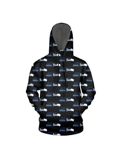 ONGEDS Sports Pullover Hooded Sweatshirt for Men Heavy Blend Total Print Coat