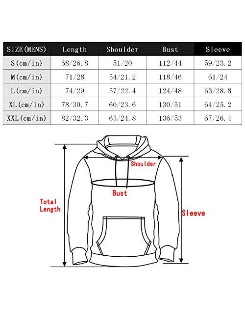 ONGEDS Sports Pullover Hooded Sweatshirt for Men Heavy Blend Total Print Coat