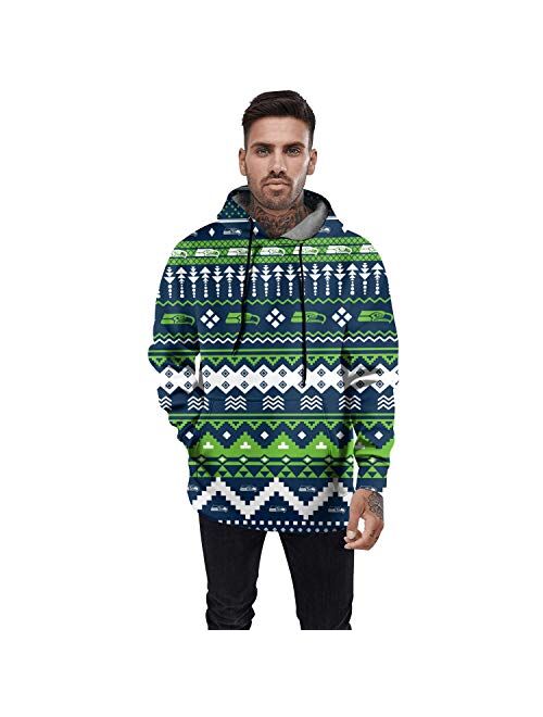 ONGEDS Sports Pullover Hooded Sweatshirt for Men Heavy Blend Total Print Coat