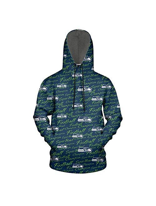 ONGEDS Sports Pullover Hooded Sweatshirt for Men Heavy Blend Total Print Coat