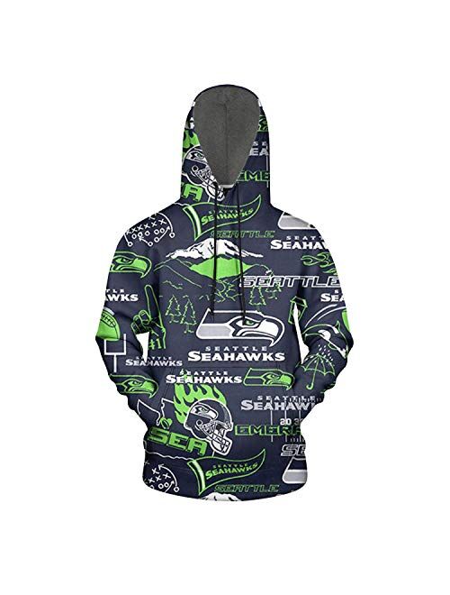 ONGEDS Sports Pullover Hooded Sweatshirt for Men Heavy Blend Total Print Coat